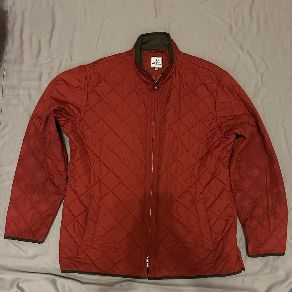 Peter Millar Men’s Quilted Jacket in Red Color Size  XL